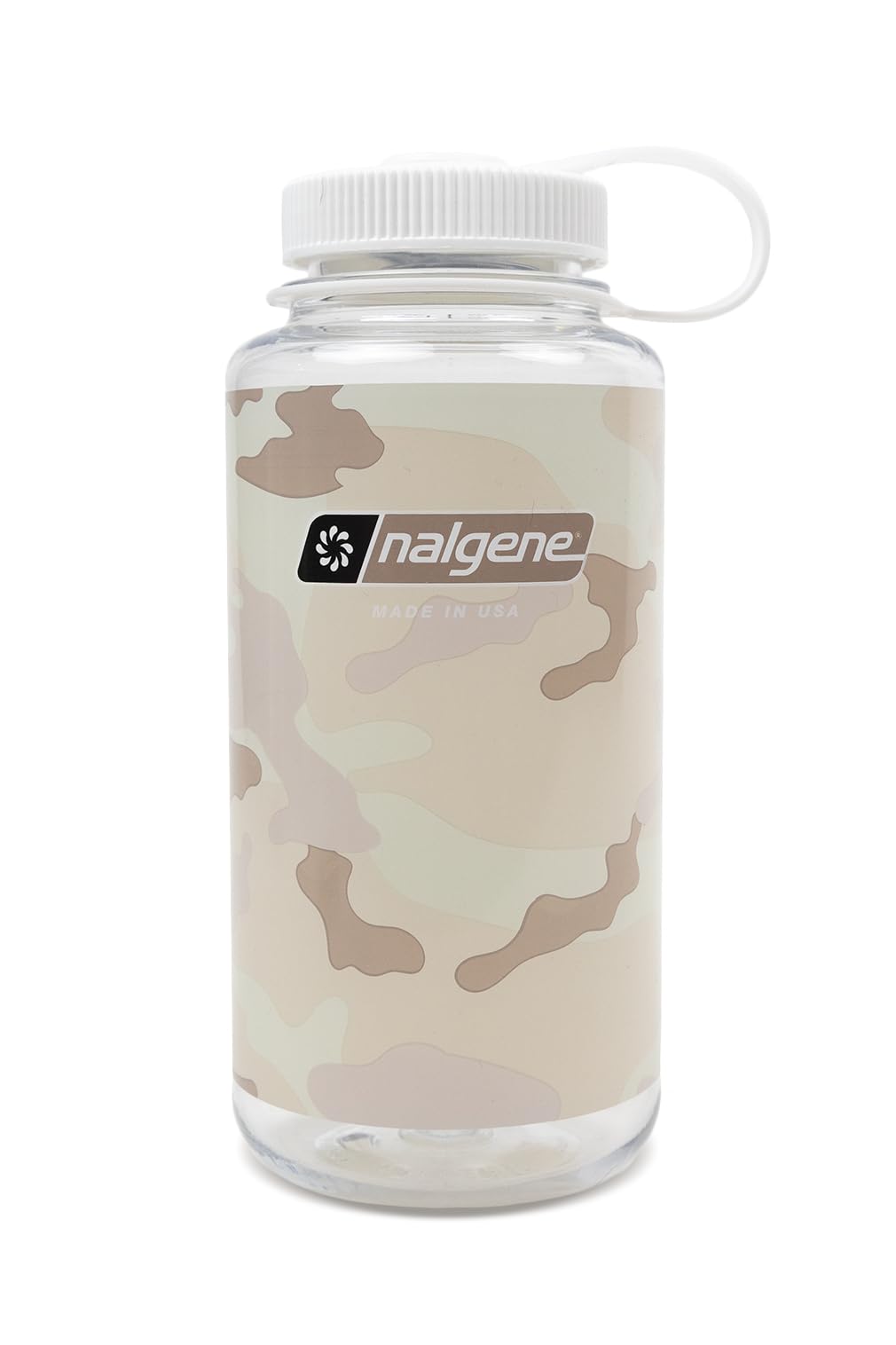 Nalgene Bottle, 32 Ounces, Clear - Camo/White