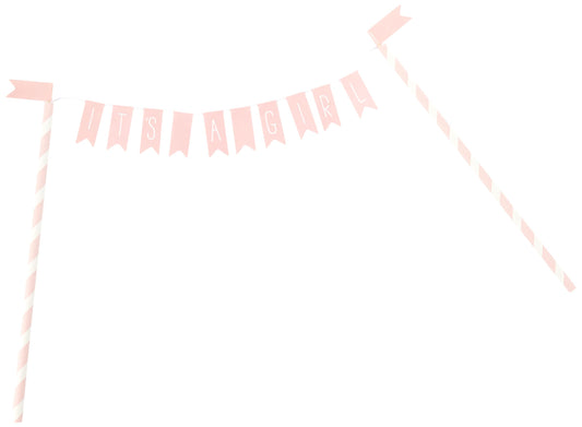Pink "IT'S A GIRL" Bunting Cake Topper (1 Pc) - Perfect for Girl's Baby Shower Event
