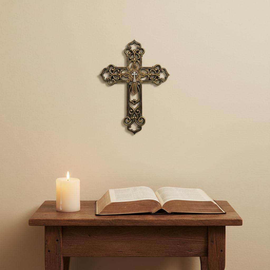 Comfy Hour 13.3 Inch Wall Crosses for Home Decor, Ornate Cross