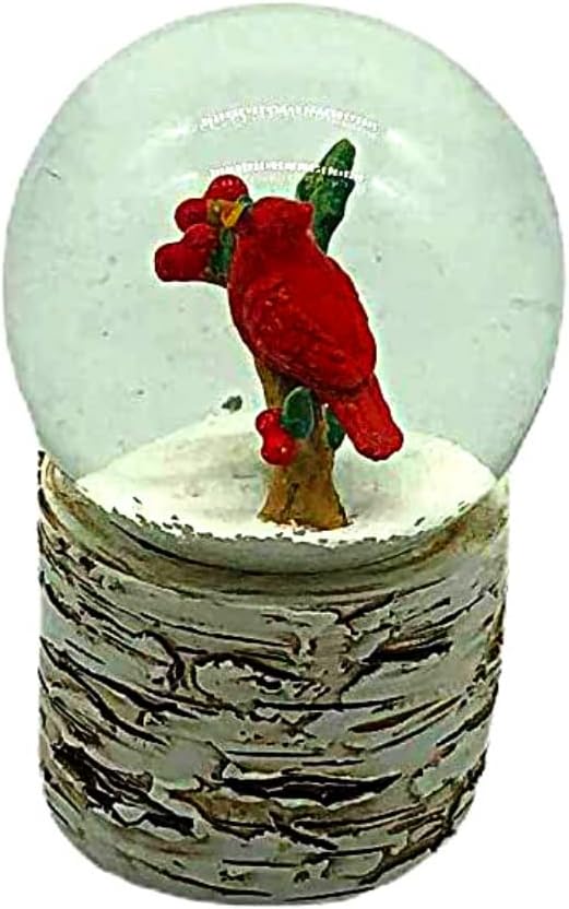 Comfy Hour Joyful Holiday Collection Red Cardinal on Snowy Tree Branches Snow Globe, Waterglobe, Winter Decoration, Ceramic