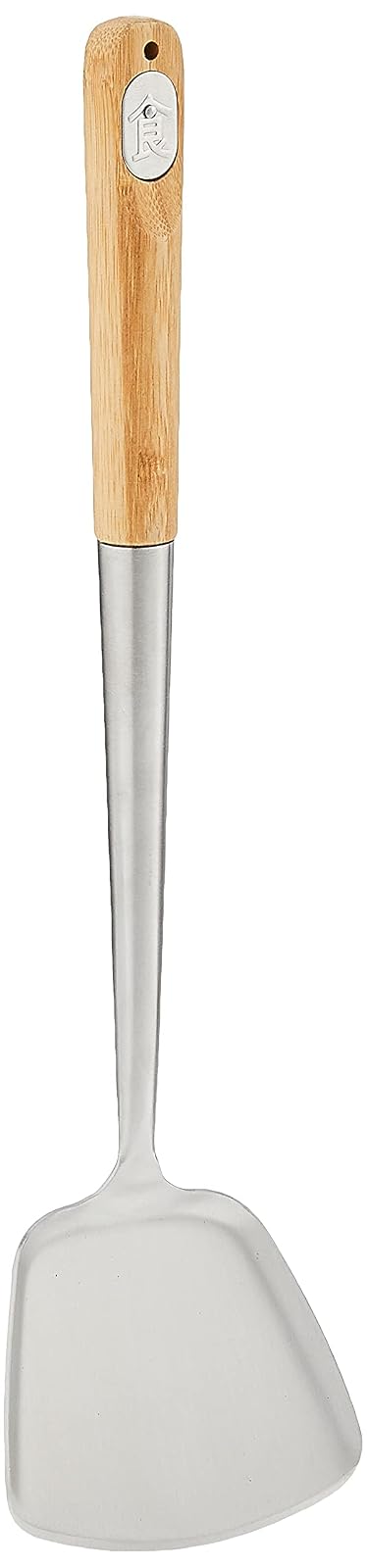 TableCraft 32405 Wok Spatula with Bamboo Handle, 14.5-Inch, Stainless Steel