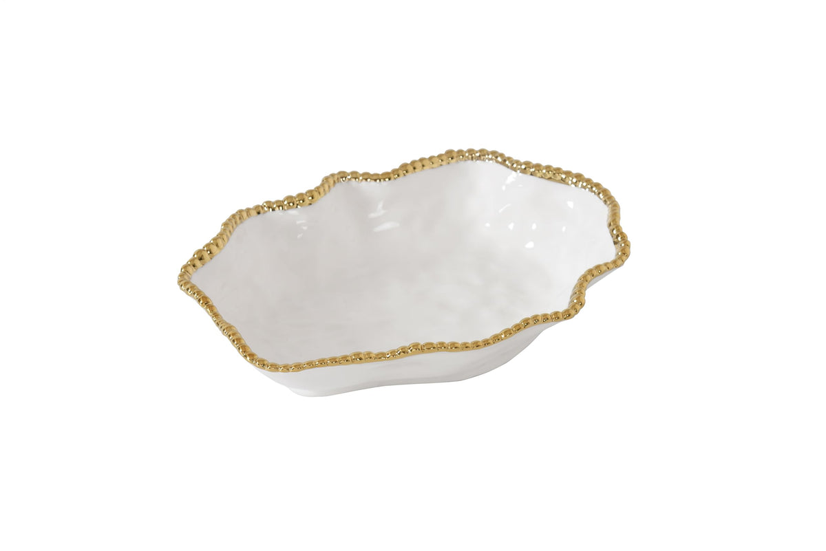 Pampa Bay Dishware Bowl, Large, White and Gold