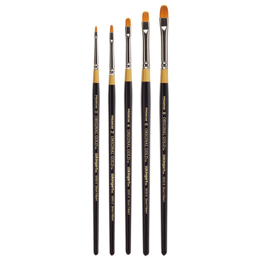 KINGART Original Gold 9510 Series, Golden Taklon Short Filbert, Set of 5