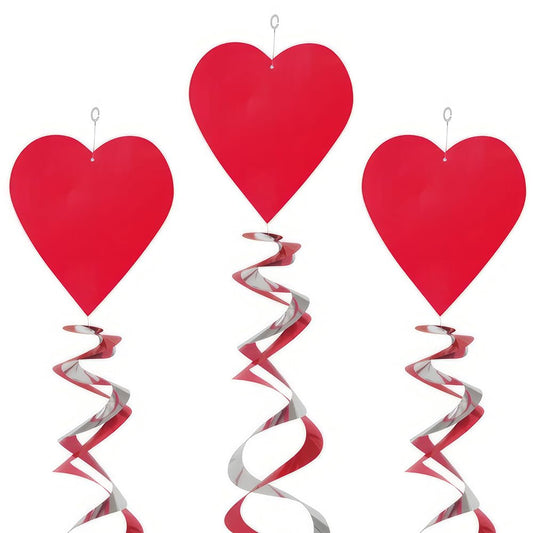 Unique Industries 26" Double Hanging Swirl Red Heart Decorations, 3ct