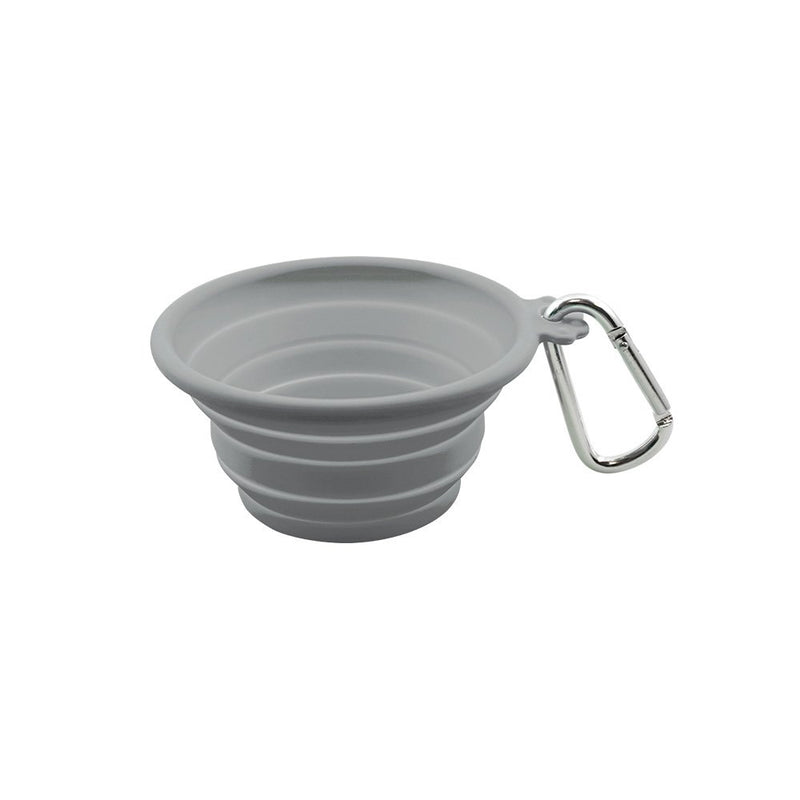 FFD Pet 60223 Pet Silicone Collapsible Travel Bowl for Dogs and Cats, Small, Grey, 13oz/370mL, 4.5"