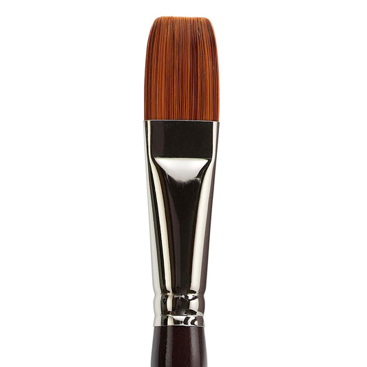 KINGART Premium Precision 2550-3/4 Flat Wash Series Artist Brush, Synthetic Amber Taklon, Short Ergonomic Comfort Handle, for Acrylic, Oil and Watercolor Paint, Size 3/4"