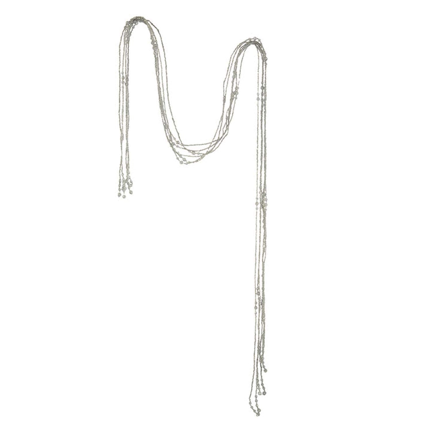 RAZ Imports Happy Hollydays 5' Silver Glittered Beaded Garland