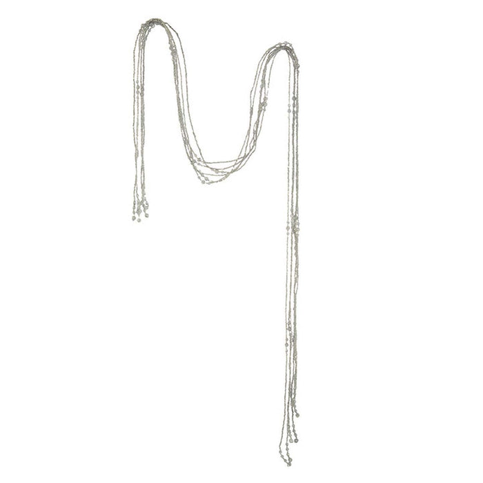 RAZ Imports Happy Hollydays 5' Silver Glittered Beaded Garland