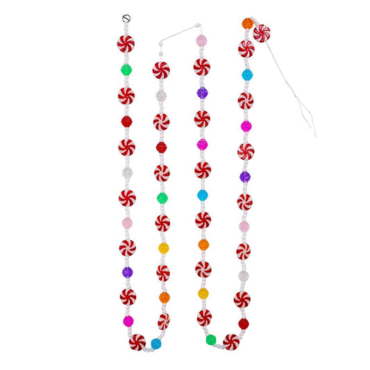 Kurt Adler MULTI-COLOR CANDY WITH RED AND WHITE PEPPERMINT ROUNDS GARLAND