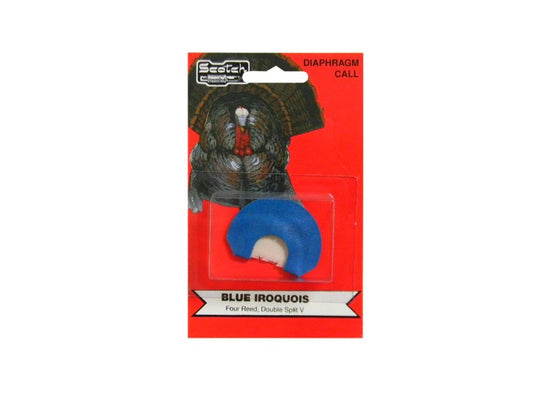 Pete Rickard's Scotch The Iriquois Blue Four Reed Double Split-V Turkey Diaphragm Mouth Call