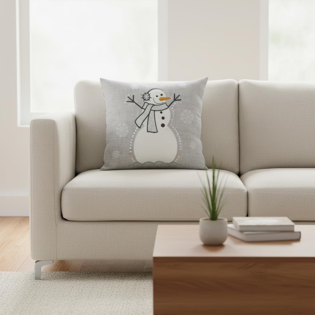 Comfy Hour 14x14 Snowman Pillow, Christmas Cushion, Rustic Decor, Set of 1