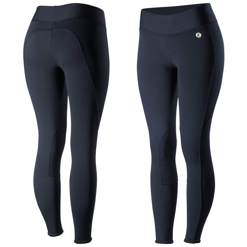 HORZE Womens Active Winter Knee Patch Tights - Dark Navy - 32