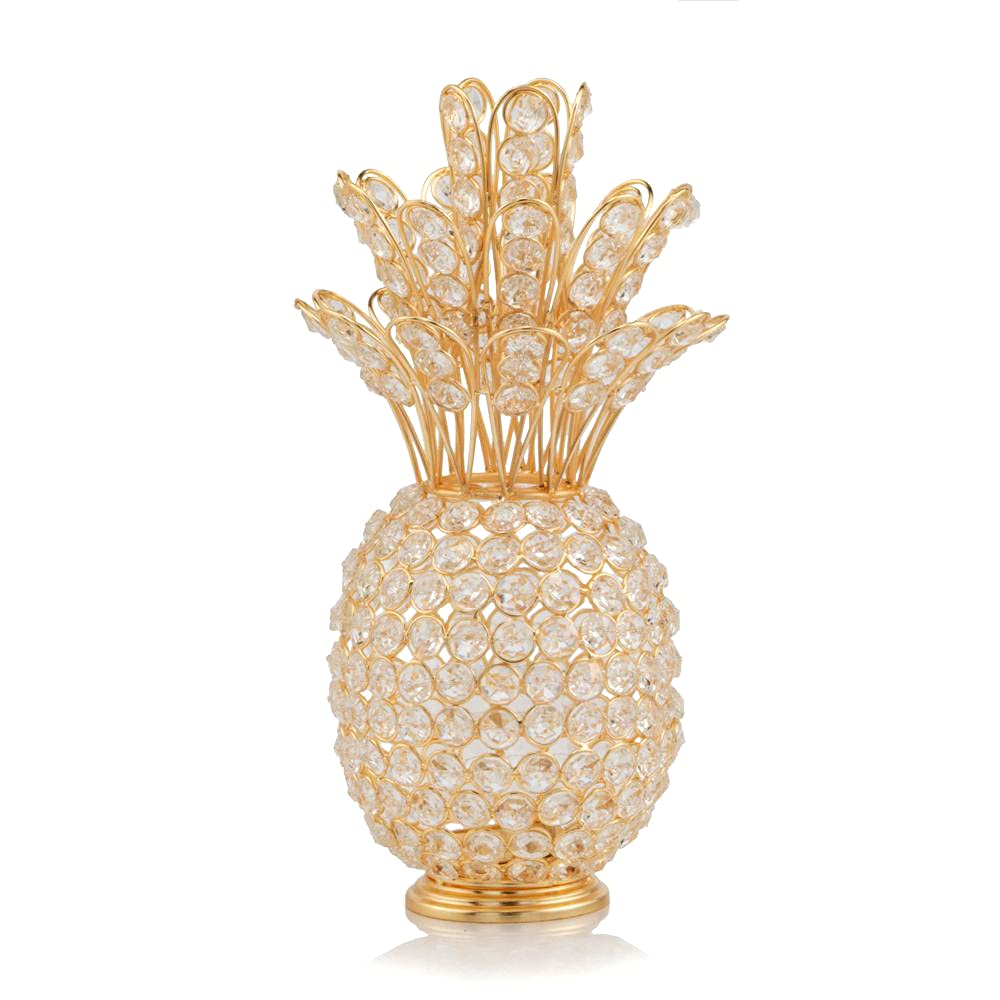Modern Day Accents Crystal Gold Pineapple Sculpture, Clear