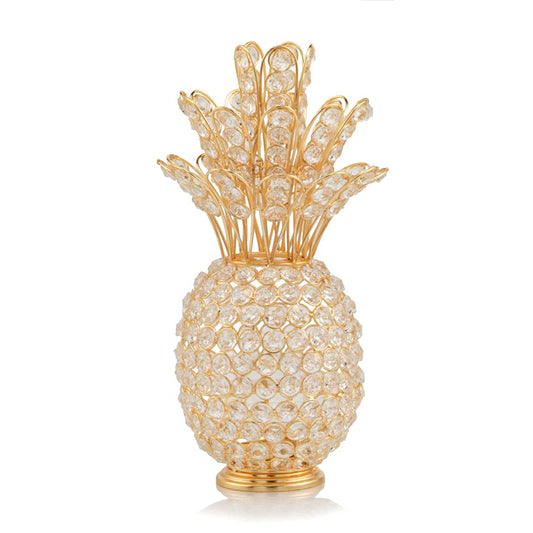 Modern Day Accents Crystal Gold Pineapple Sculpture, Clear