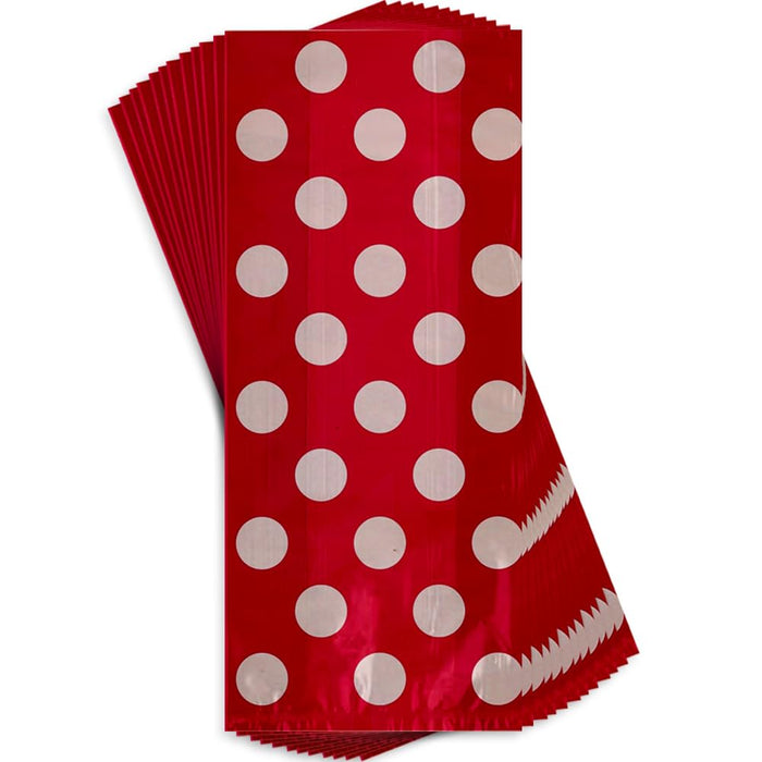Unique Industries Red Polka Dot Cellophane Bags, 20ct