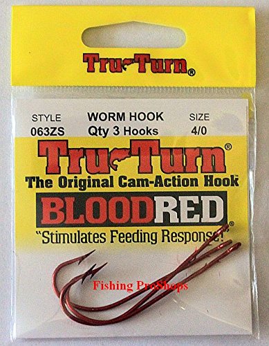 Tru Turn 4/0 BLOOD RED Worm Hooks - Ultra Sharp 3 Pack