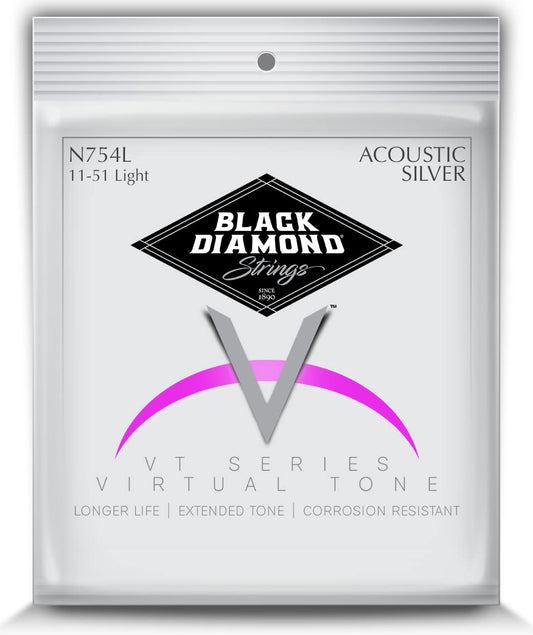 Black Diamond Strings® N754L Acoustic Silver Wound Light .011P.014P.025S.031S.040S.051S