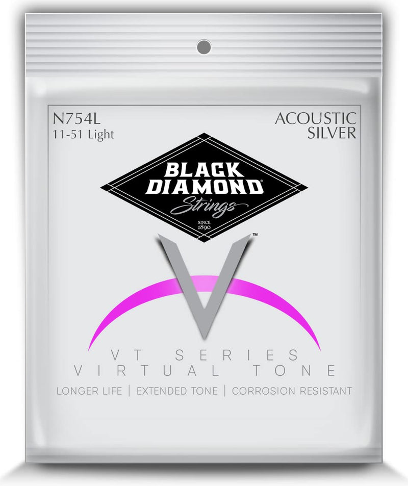 Black Diamond Strings® N754L Acoustic Silver Wound Light .011P.014P.025S.031S.040S.051S