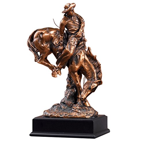 Desktopstatue Taming a Horse Western Cowboy Bronze Finish Statue with Base, 12 inches H