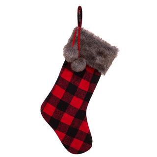 Kurt Adler SG0172 21" Fabric Plaid Stocking with Faux Fur Cuff