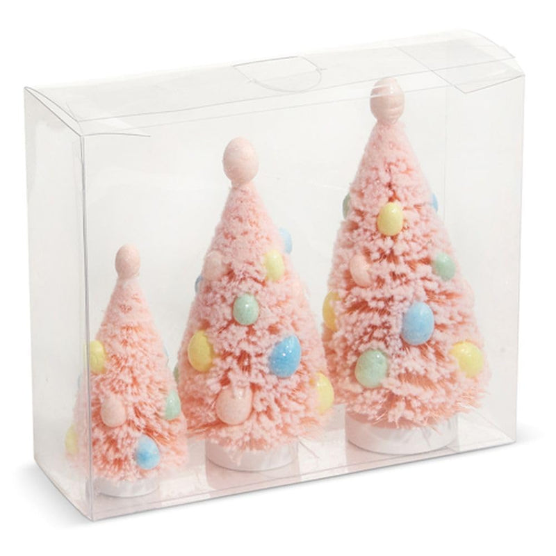 Raz Imports 2024 Easter 6.5" Box of 3 Bottle Brush Trees with Egg Ornaments