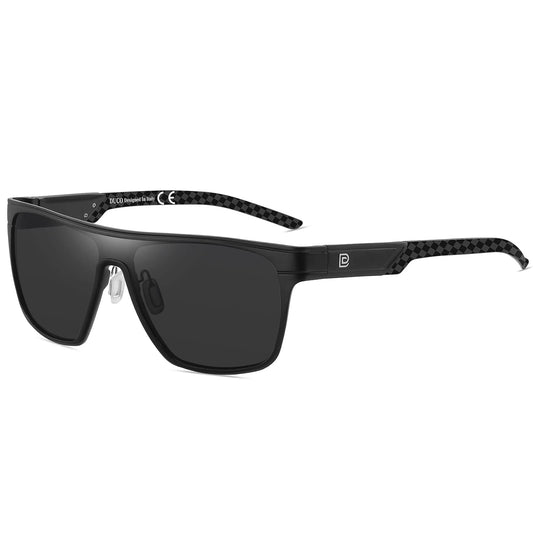 DUCO Sunglasses, Large, Black Frame Black Temple Grey Lens