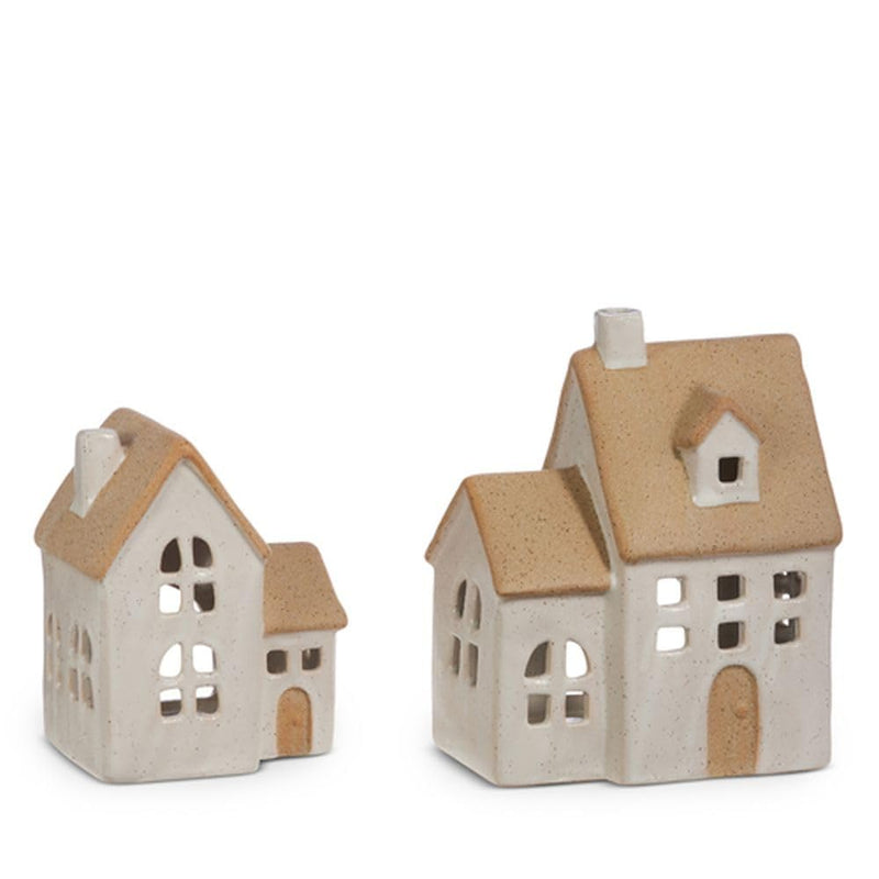 Raz Imports 2024 Natural Appeal 7.25" Ceramic Houses, Set of 2
