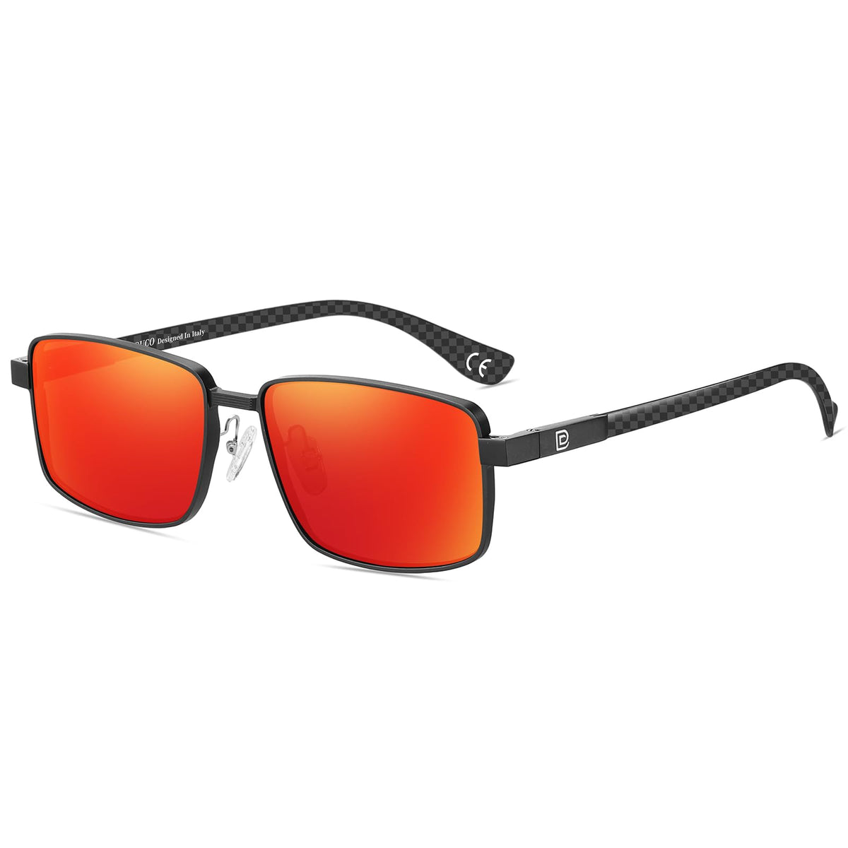 DUCO Sunglasses, Common, Black Frame Red Lens