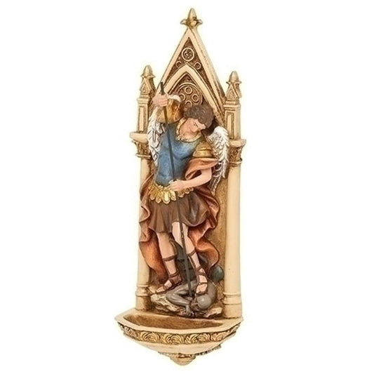 Roman 601307 Joseph Studio St. Michael Water Fountain, 7-inch Height, Multicolor, Resin