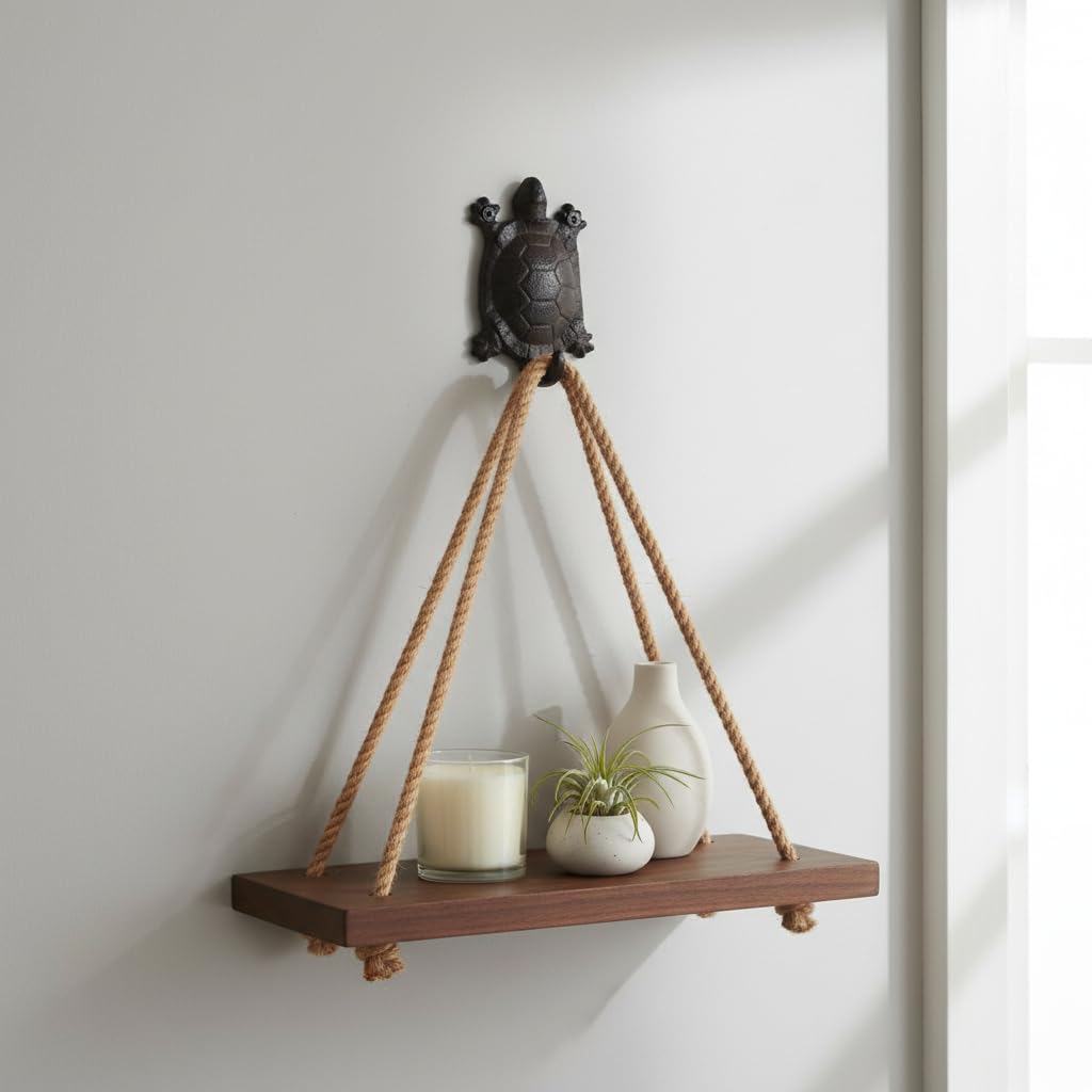 Comfy Hour 5.5 Inch Cast Iron Turtle Wall Hook, Coastal Decor