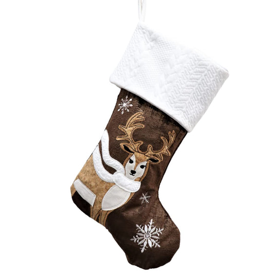 Comfy Hour 18"x11" Wood Reindeer Stocking