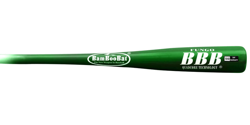 BAMBOOBAT by Pinnacle Sports Equipment INC. Adult Fungo Infield/Outfield Bamboo Baseball Bat, White Handle/Forest Barrel, 34&quot;