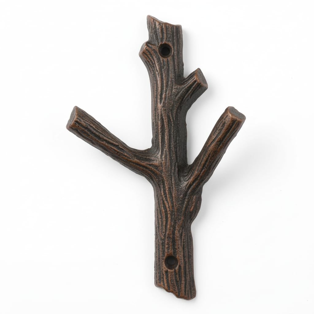 Comfy Hour Cast Iron Double Coat Hooks Wall Hanger - Branch