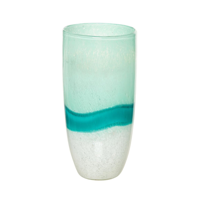 Beachcombers Glass Coastal Vase, Tabletop Decoration (Teal, Medium)