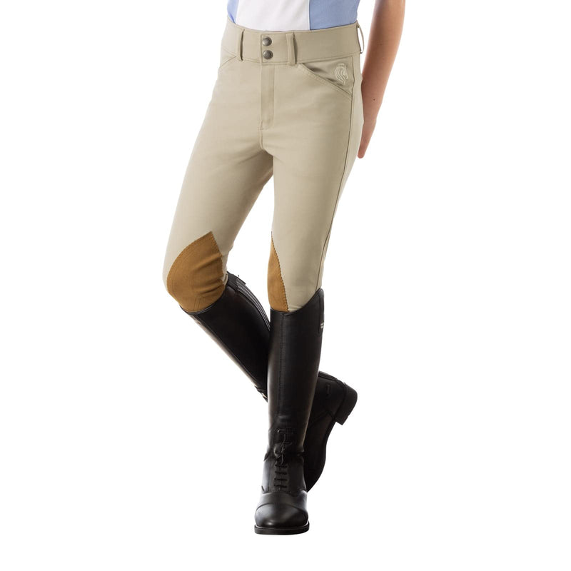 Equinavia Tuva Kids Mid Rise Traditional Knee Patch Show Breeches - Tan - XX-Large