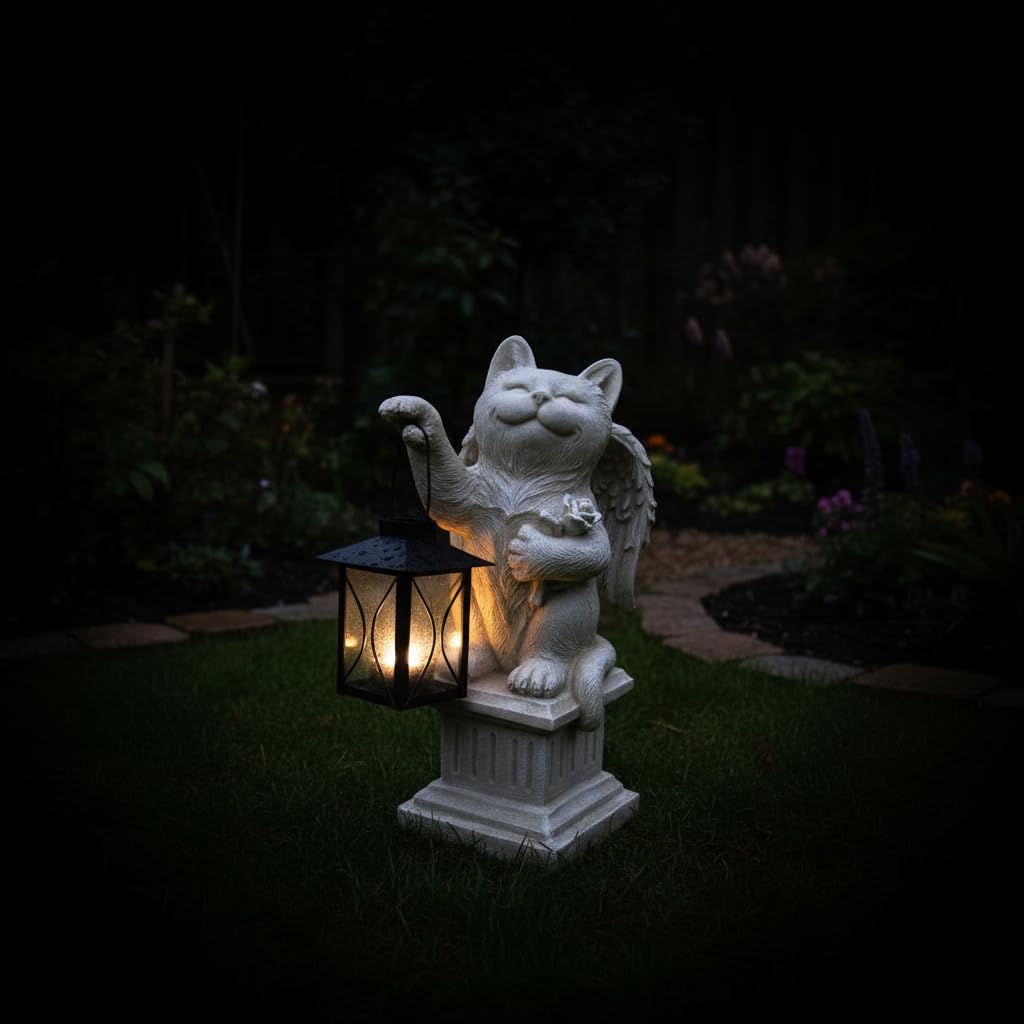 Comfy Hour 12.6 Inch Cat Angel Statue Outdoor, Memorial Figurine