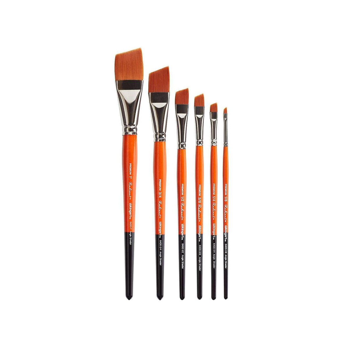 KINGART Paint Brush, Set of 6, Orange & Black Triple Dipped Wood Handle