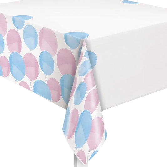 Unique Industries Gender Reveal Balloons Plastic Table Cover I Rectangular I Pink & Blue I 1 Pc.