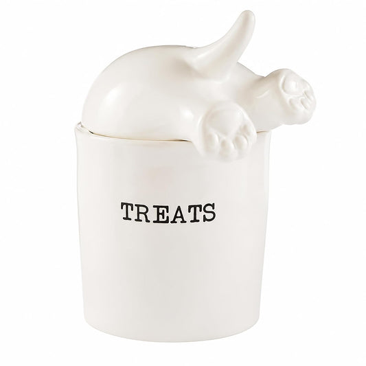 Mud Pie Dog Tail Treat Canister - Ceramic Dog Treat Jar Set