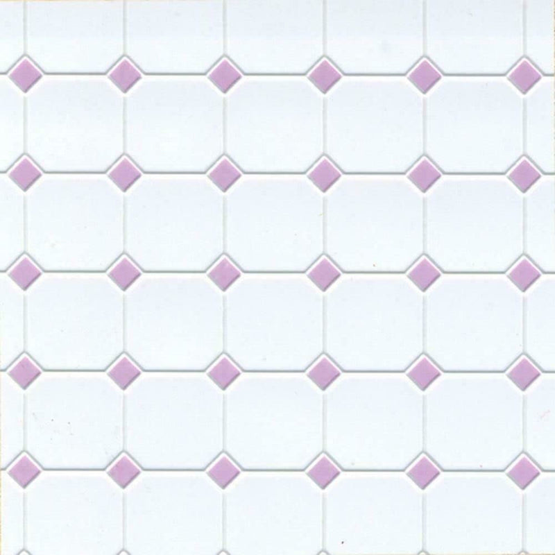 Dollhouse Miniature Square Tile Flooring in Lilac Pink Diamond