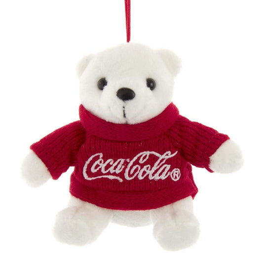 Kurt Adler CC7201 Coca-Cola Bear with Red Sweater Ornament, 4-inch High, Polyester and Plastic