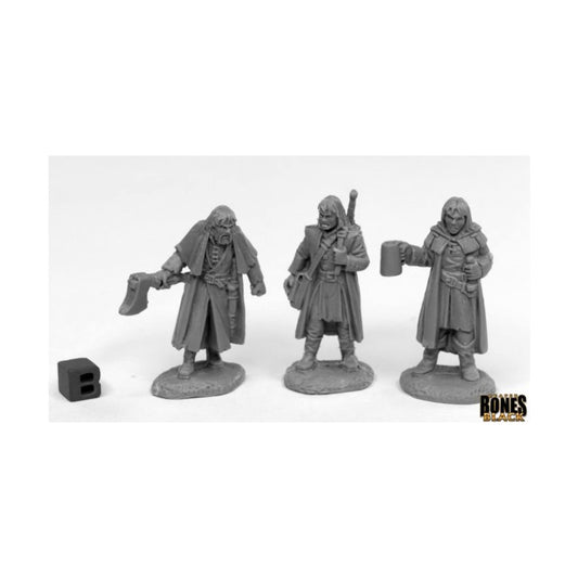 REAPER Miniatures Dreadmere Mercencaries (3) 44016 Bones Black Unpainted Plastic