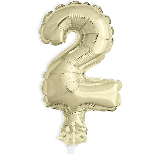 Unique Industries Unique 57262 Gold Foil Number 2 Party Balloon Cake Topper 1 ct 5"