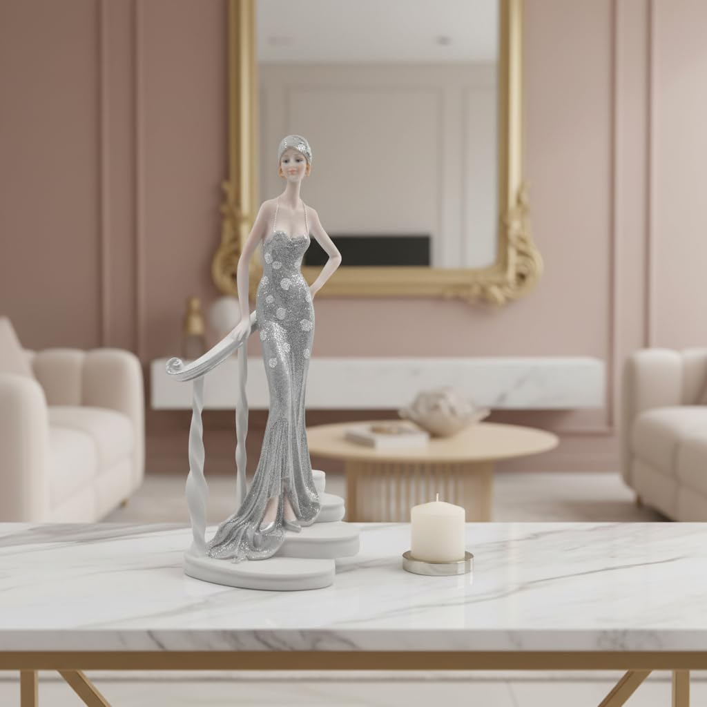 Comfy Hour 13.7 Inch Woman Figurine Decor, Art Deco Lady Statue