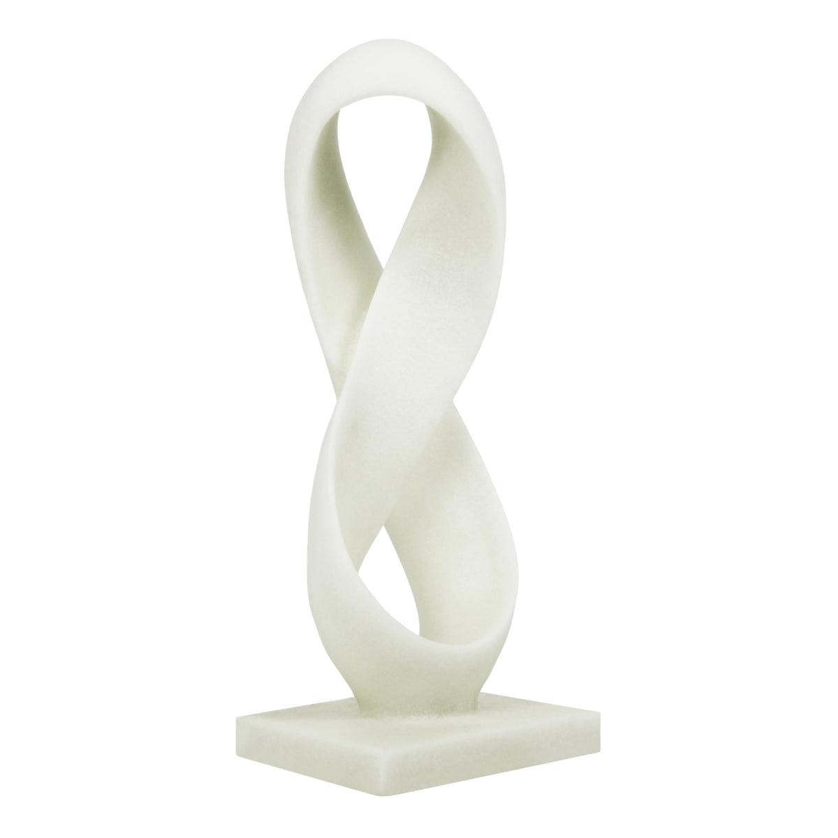 Modern Abstract Statue, 14.5'' Tall White Minimalist Infinity Loop Design