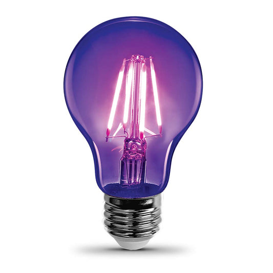 Feit Electric A19/BLB/LED 7 Watt Non-Dimmable Filament Glass A19 LED Light Bulb, Black Light for Party, Stage, Special Effects, Halloween