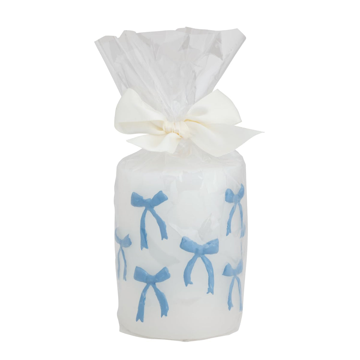 Mud Pie Candle, 4" x 3" dia, Blue Bow