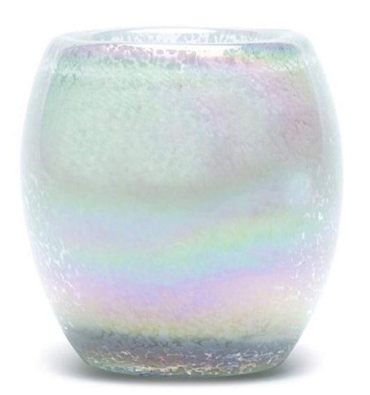 Dynasty Gallery 4" Art Glass Glisten + Glass Votive Candle Holder (Snow)
