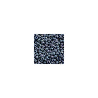 John Bead Craft Bead, Small, Frosted Glazed Rainbow Navy Blue Matte AB