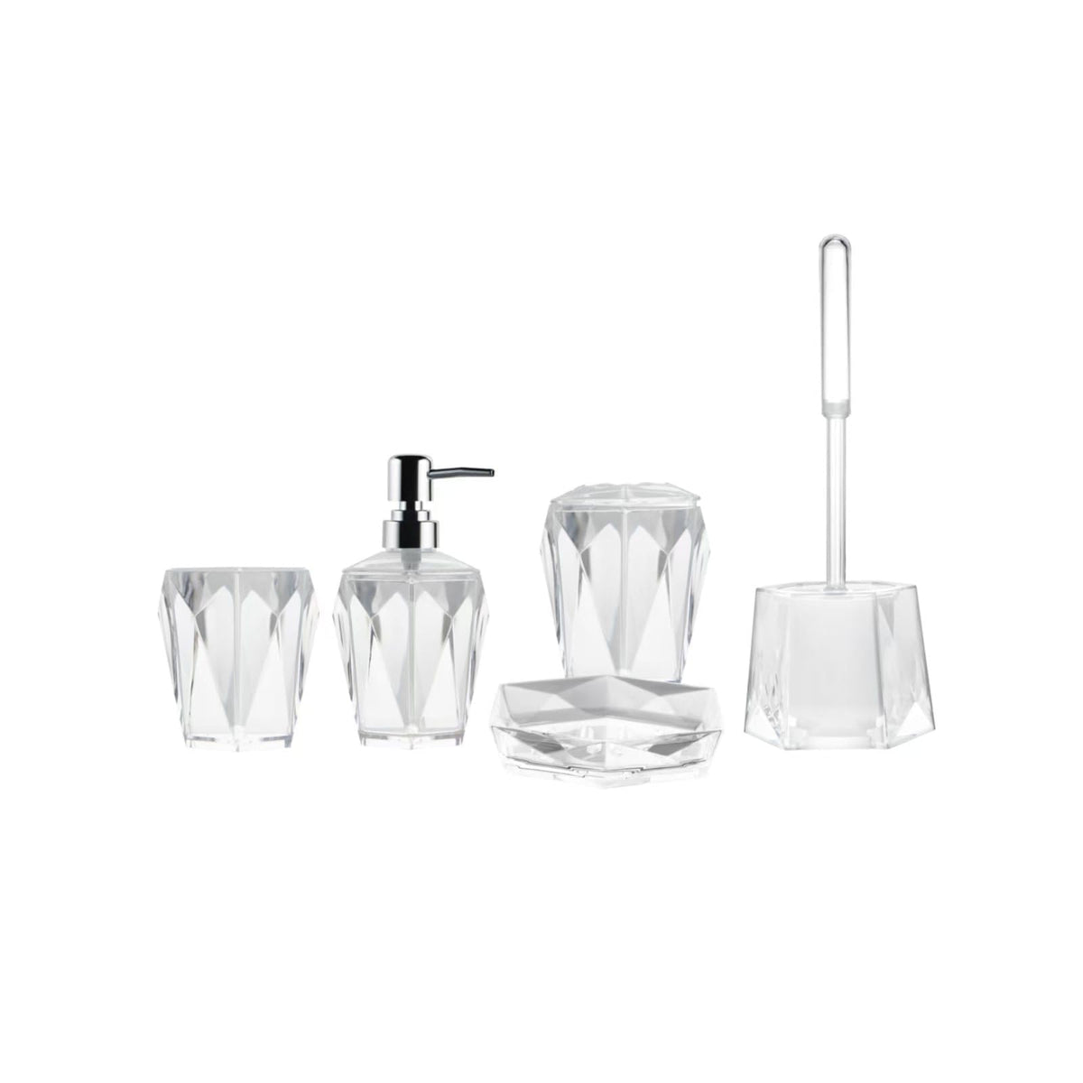 Locco Decor Bathroom Container Set, set of 5, Clear